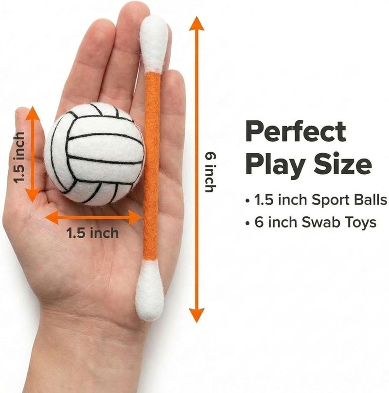 Glaciart One مجموعة ألعاب قطط من نوع “Glaciart One” تشمل كرات قطنية ومسحات قطنية، مصنوعة من صوف طبيعي، طول الكرات 1.5 بوصة. - Image 3