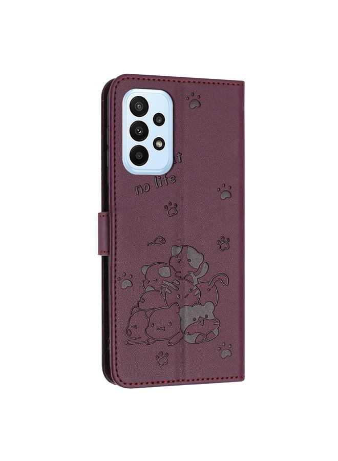 erorex Case For Samsung Galaxy A53 5G Embossed Kitten Phone Leather Case with Lanyard - Image 3