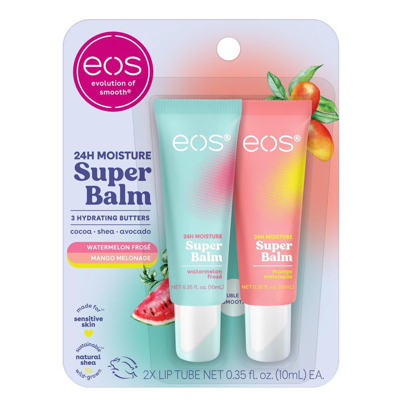 eos 24H Moisture Super Balm Watermelon Fros  Mango Melonade Lip Mask Day or Night Lip Treatment Made for Sensitive Skin 035 fl oz 2Pack