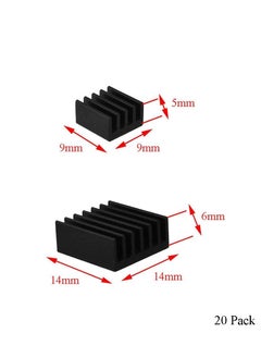Y&D 20pcs Heat Sink Mini Radiator Dissipate Thermal Cooling Lower Temperature Easy to Install for PI IC CPU Chipset Raspberry Stepper Board Aluminum Black Assortment  - Image 3