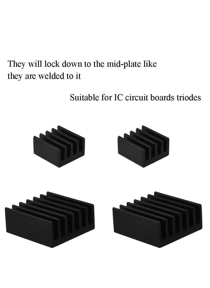 Y&D - 20pcs Heat Sink Mini Radiator Dissipate Thermal Cooling Lower Temperature Easy to Install for PI IC CPU Chipset Raspberry Stepper Board Aluminum Black Assortment - Image 1