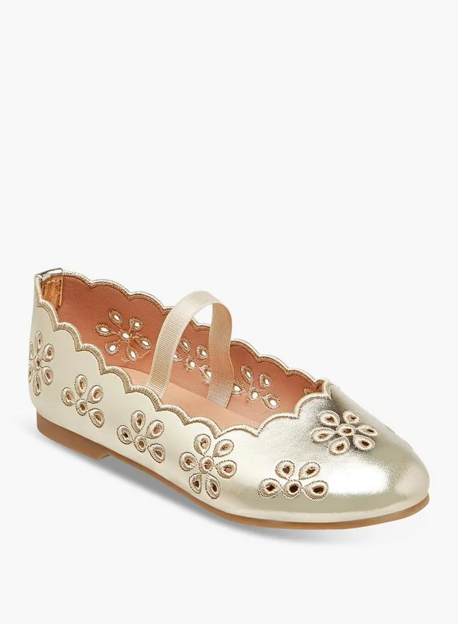 JUNIORS Cutout Scallop Detail Ballerina Shoes With Elasticated Strap