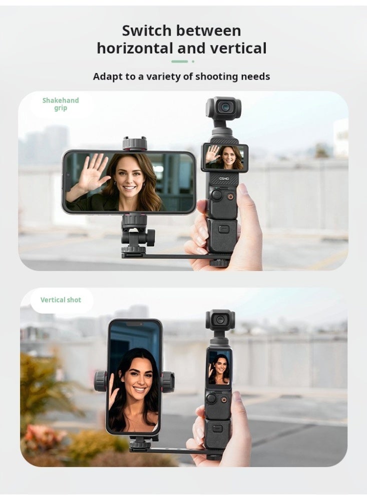 BRDRC Multifunction Livestream Expansion Clamp for DJI Osmo Pocket 3 & Insta360 X5 – Adjustable Phone Holder with Cold Shoe Mount, 1/4" Screw Port – Anti-Slip Mobile Bracket (Tripod & Selfie Stick Not Included) - Image 5