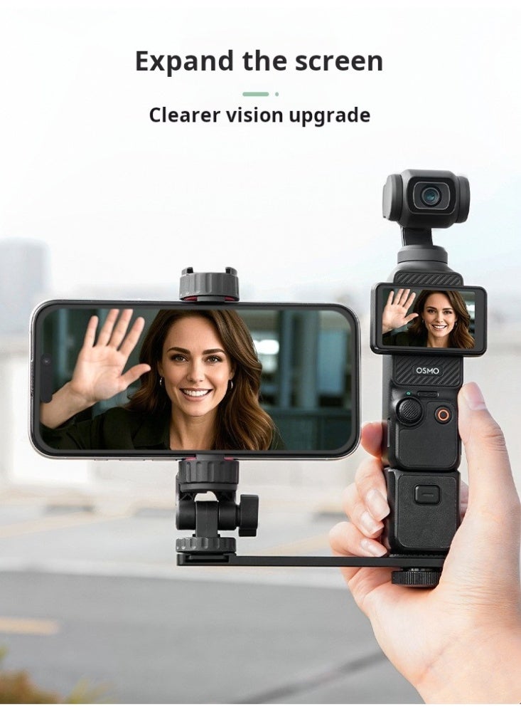 BRDRC Multifunction Livestream Expansion Clamp for DJI Osmo Pocket 3 & Insta360 X5 – Adjustable Phone Holder with Cold Shoe Mount, 1/4" Screw Port – Anti-Slip Mobile Bracket (Tripod & Selfie Stick Not Included) - Image 3