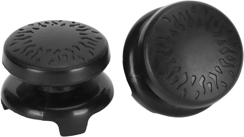 Ashata 2Pcs Thumbstick Extender for Game Consoles, 3D Texture Thumb Grip Stick Joystick Thumbstick for 5 Controller (Black) - Image 1
