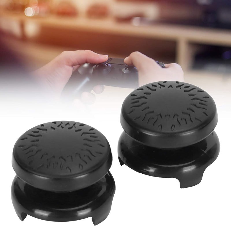 Ashata 2Pcs Thumbstick Extender for Game Consoles, 3D Texture Thumb Grip Stick Joystick Thumbstick for 5 Controller (Black) - Image 3