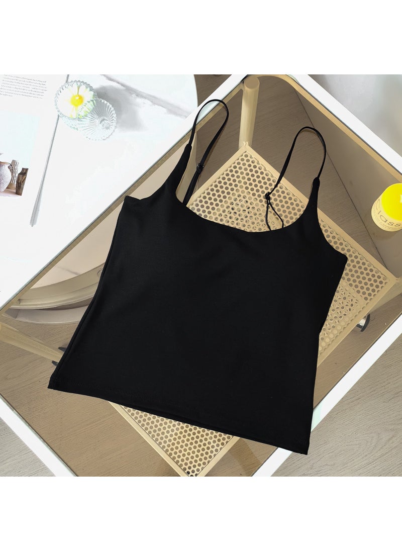 Generic - Ice Silk Crop Top Tank Top Fixed Cup Slimming Base Layer Shirt with Chest Pad Versatile Summer Upgrade Version Comfortable Breathable Nude - Image 1