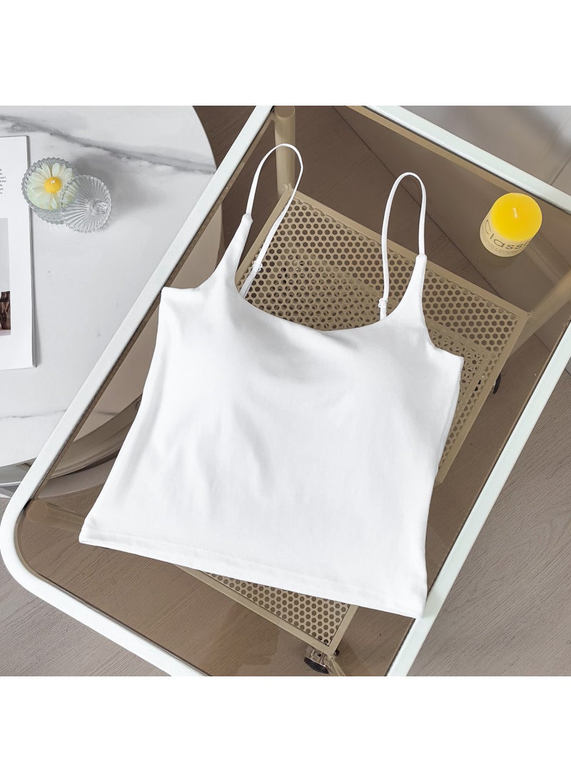 Generic - Ice Silk Crop Top Tank Top Fixed Cup Slimming Base Layer Shirt with Chest Pad Versatile Summer Upgrade Version Comfortable Breathable Nude - Image 1
