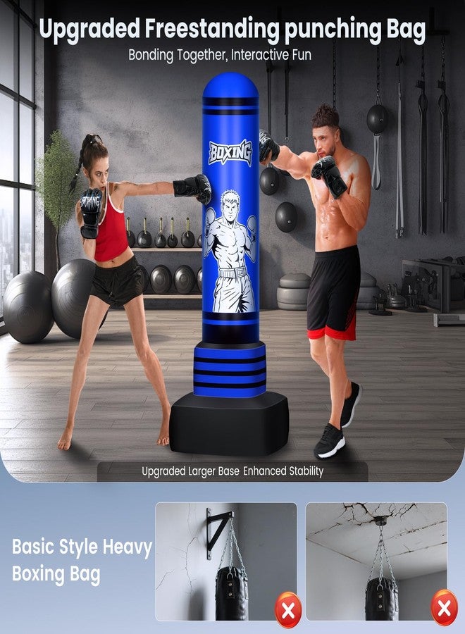 SAIMAND Freestanding Punching Bag for Adults Teens, 70'' Heavy Boxing Bag with Gloves and Pump, Women Men Stand Kickboxing Bags, Upgraded Big Base Boxing Equipment Set for Training MMA Fitness Home Gym - Image 2