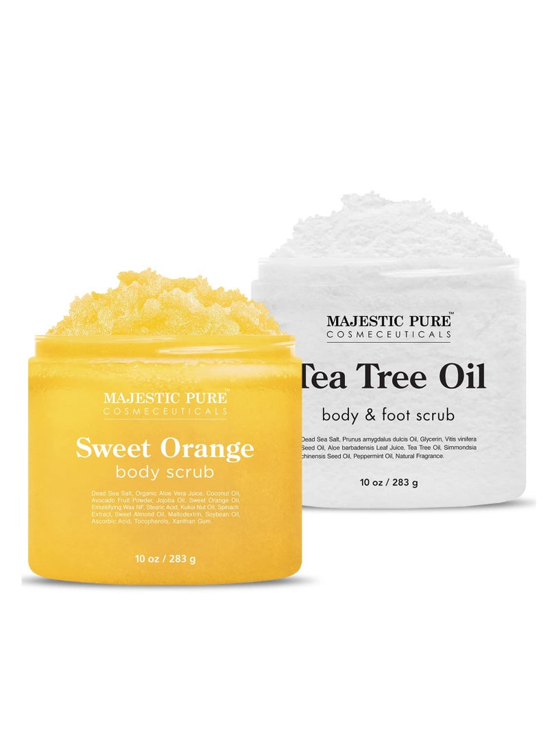 Majestic Pure Majestic Pure Sweet Orange Scrub (10 oz) and Tea Tree Scrub (10 oz) Bundle  - Image 1