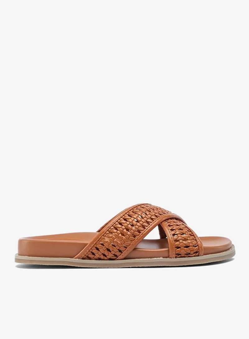 FYOR Stylish Woven Cross-Strap Slide AJ 014