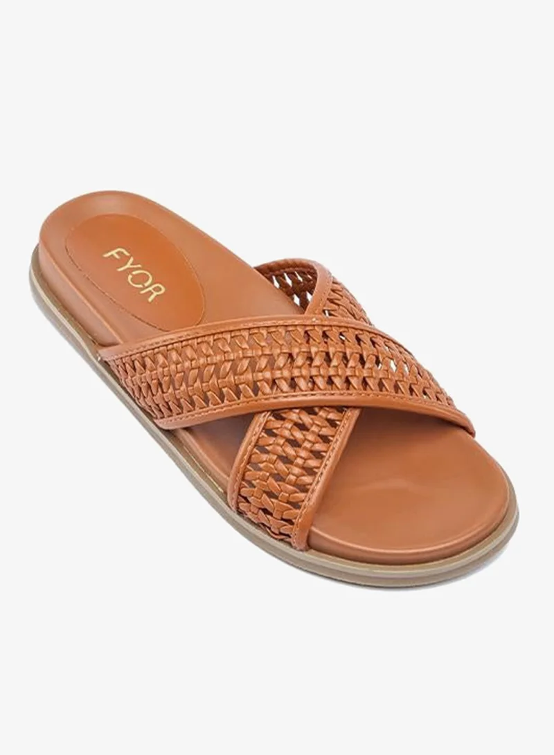 FYOR Stylish Woven Cross-Strap Slide AJ 014