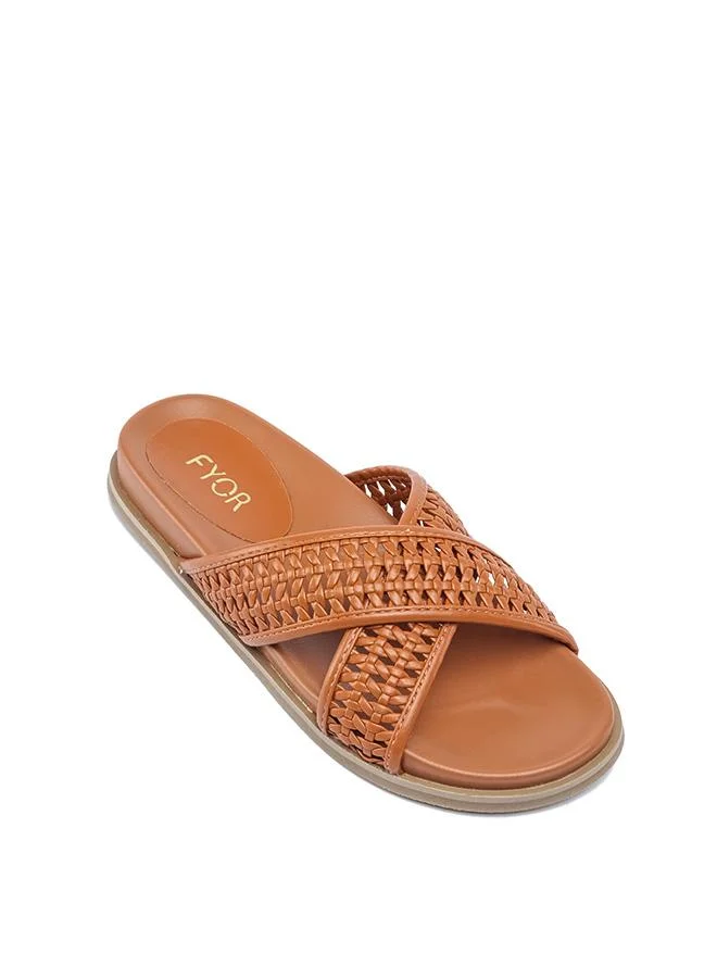 FYOR Stylish Woven Cross-Strap Slide AJ 014