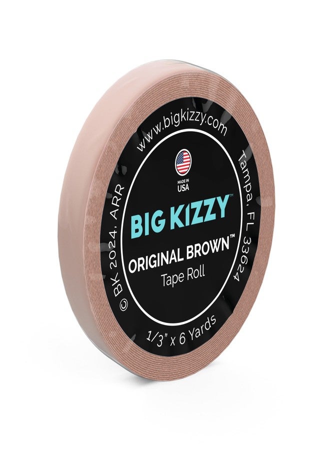 Big Kizzy Double Sided Tape in Hair Extension Tape Roll - Original Brown Tape Roll- .313" x 6 Yards - Natural Hold Brown Replacement Tape, Made in USA, Medical Grade Adhesive - Image 1