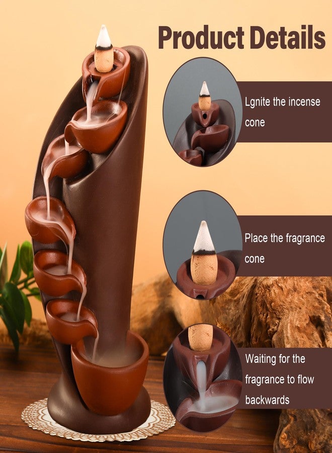 SERdeerCH Backflow Incense Holder Ceramic Mountain Waterfall Smoke Fountain Aromatherapy Handmade Decoration Contemplation-Inspired Decor Home Decoration - Image 3
