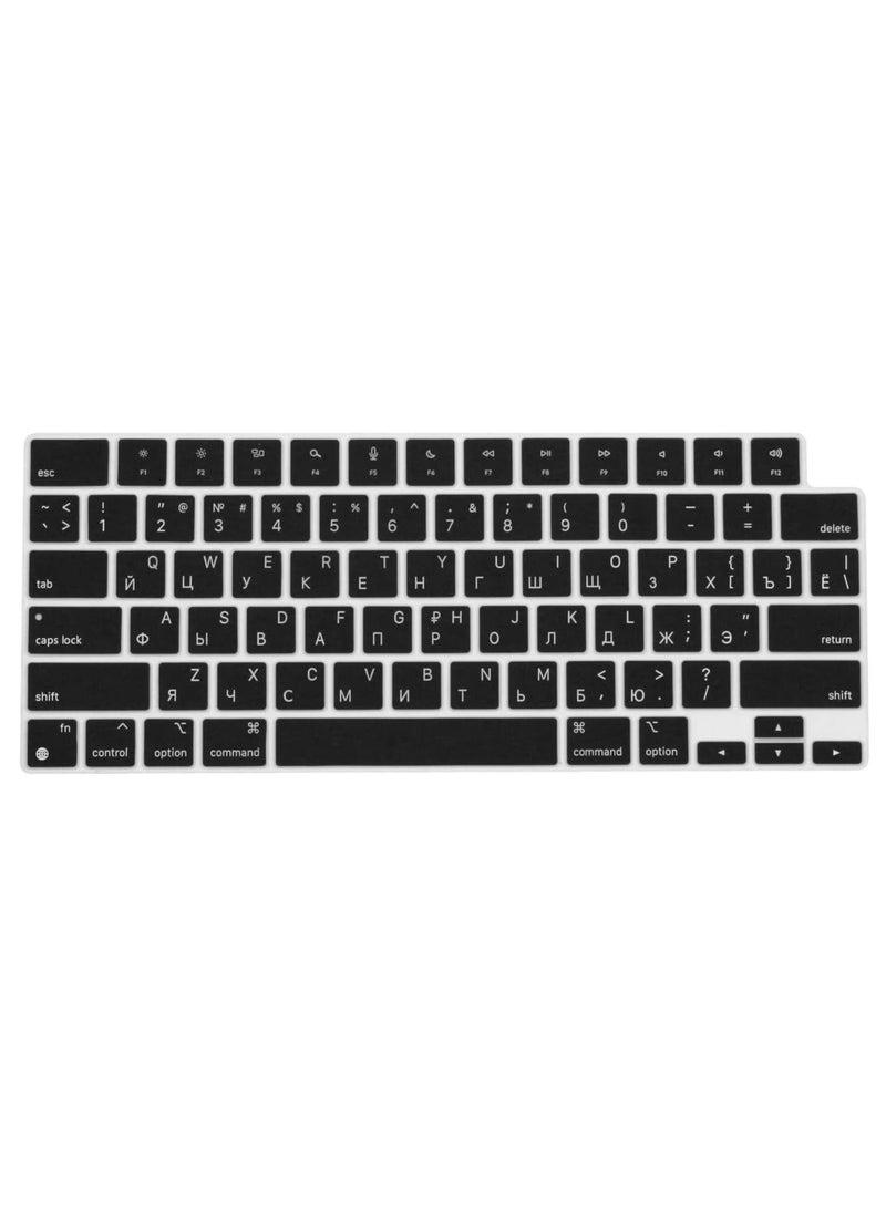 AMM Russian Keyboard Cover Skin for 2022 MacBook Air 13.6 inch M2 Chip & 2023-2021 MacBook Pro 14.2 inch 16.2 inch M2 M1 Pro/Max A2779/A2442/A2780/A2485 Ultra Thin Silicone Protector Black - Image 1