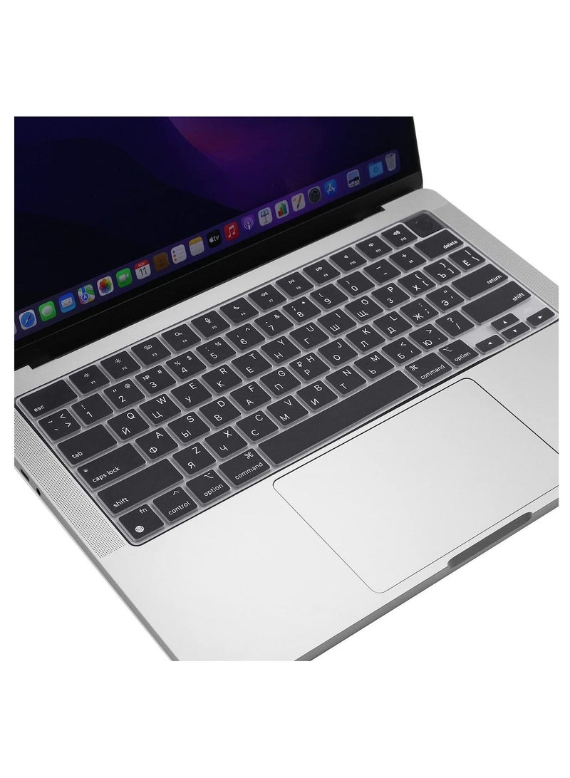 AMM Russian Keyboard Cover Skin for 2022 MacBook Air 13.6 inch M2 Chip & 2023-2021 MacBook Pro 14.2 inch 16.2 inch M2 M1 Pro/Max A2779/A2442/A2780/A2485 Ultra Thin Silicone Protector Black - Image 3