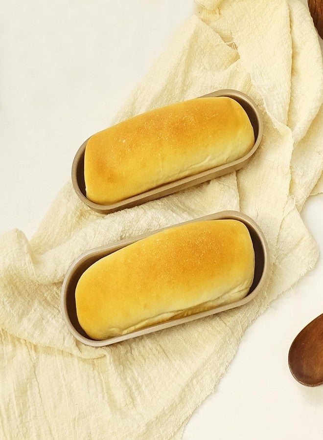 MGGi 7 Inch Mini Loaf Pan Hot Dog Mold, 4Pcs Non-Stick Carbon Steel Hotdog Loaf Bread Pan Bakeware Set for Oven Baking, Hotdog-shaped Cake Bread Pan - Gold - Image 5