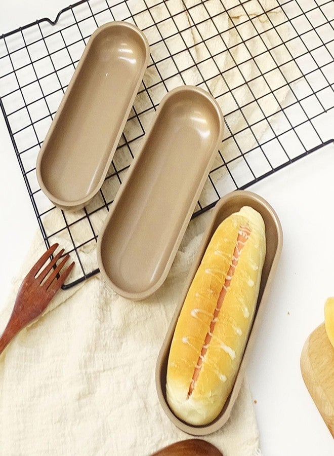 MGGi 7 Inch Mini Loaf Pan Hot Dog Mold, 4Pcs Non-Stick Carbon Steel Hotdog Loaf Bread Pan Bakeware Set for Oven Baking, Hotdog-shaped Cake Bread Pan - Gold - Image 2