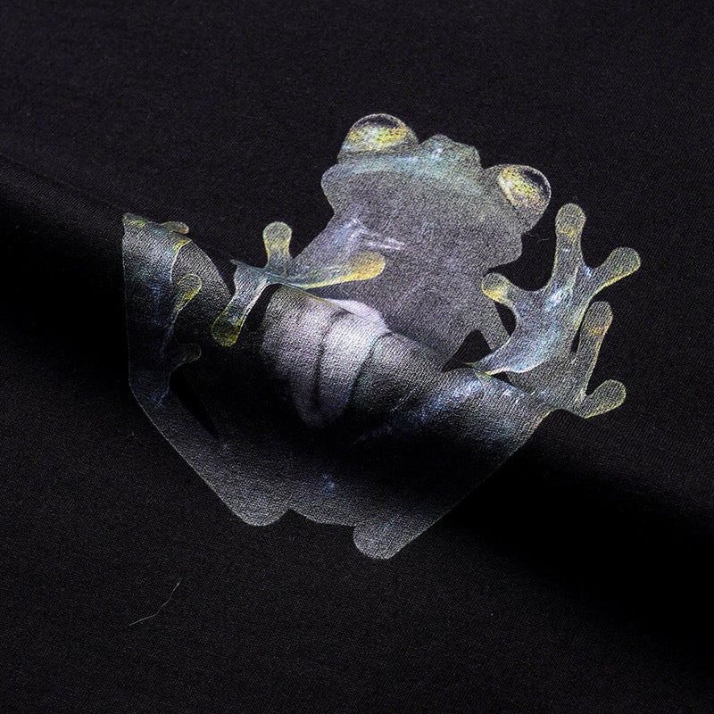 W P.S New Frog 3D three-dimensional printing fashion brand men's fashion ins All-match loose short sleeve men's and women's T-shirt tee - Image 3