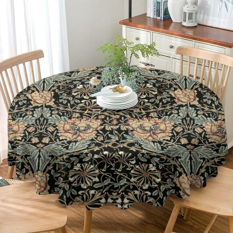 JanJCurt William Morris Tablecloth, Boho Rustic Ethnic Flower Original Design Print Table Cloth for Home Party Dining Room Kitchen Decor 70x70inch - Image 3