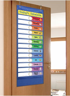 KASTWAVE Daily Schedule Pocket Chart, blue Visual Class Schedule Chart with 13+1 Pockets  - Image 3