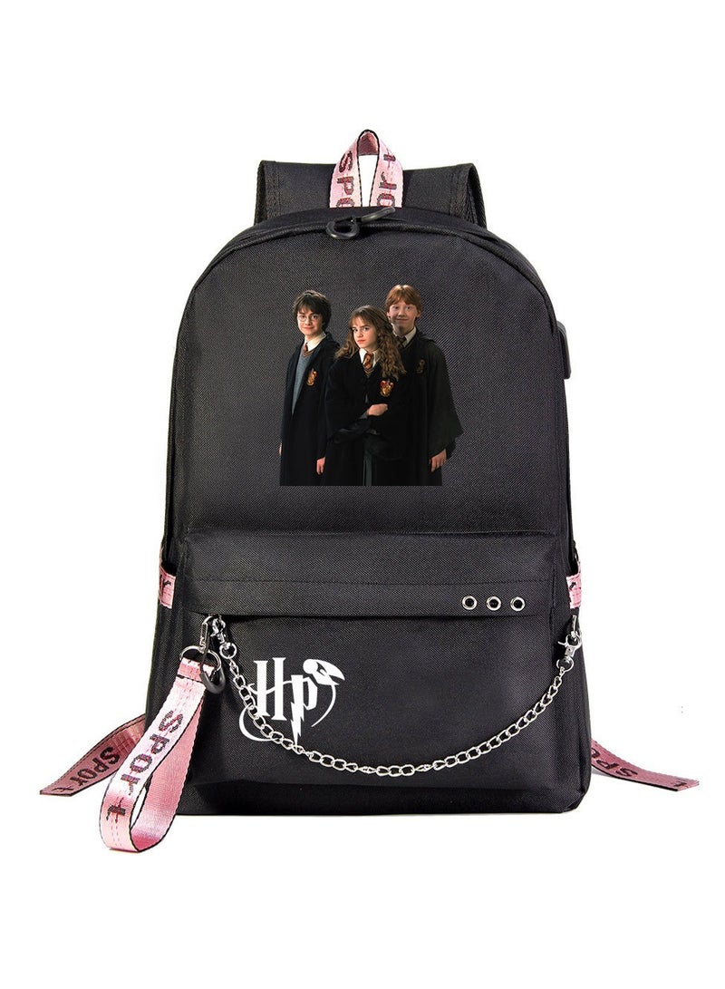 Harry Potter Cartoon Print Student Youth Large Capacity Backpack For Men And Women