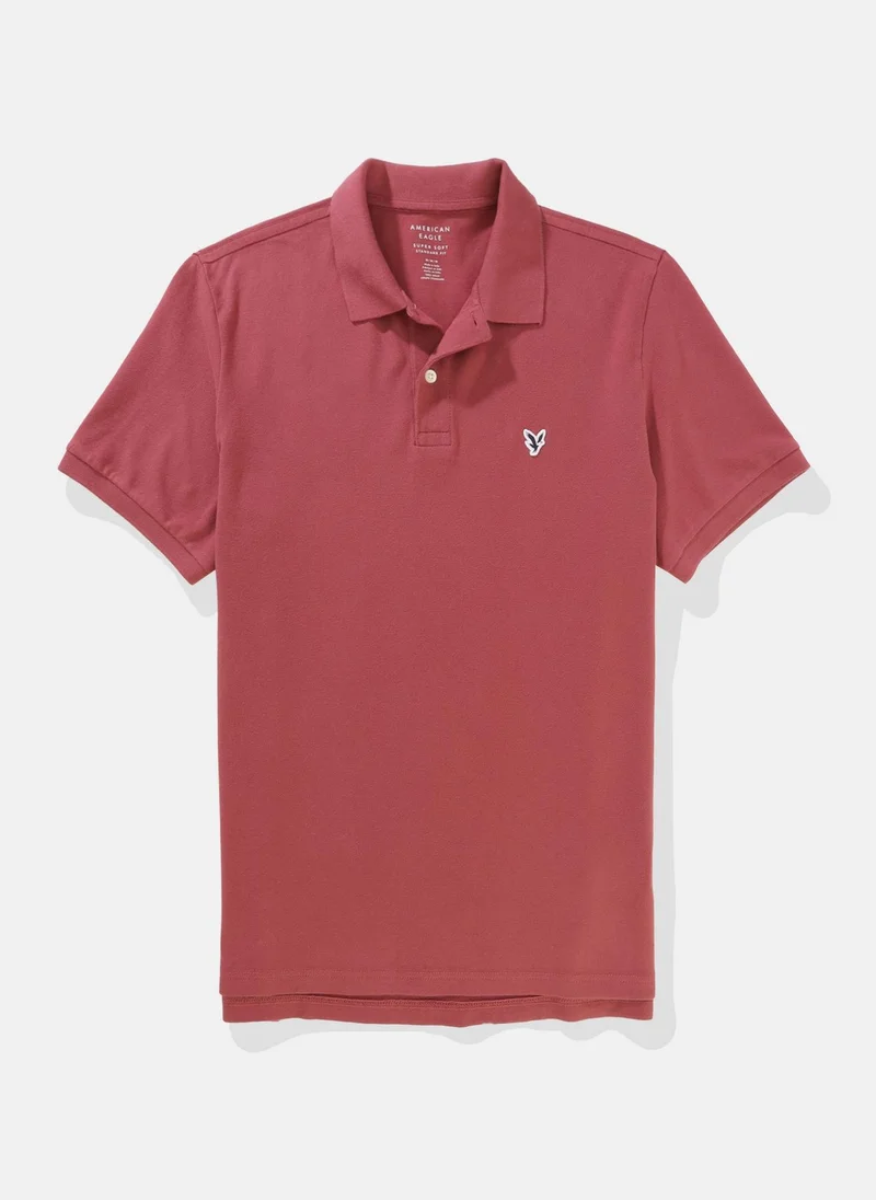 American Eagle Logo Deatiled Short Sleeve  Polo Shirt