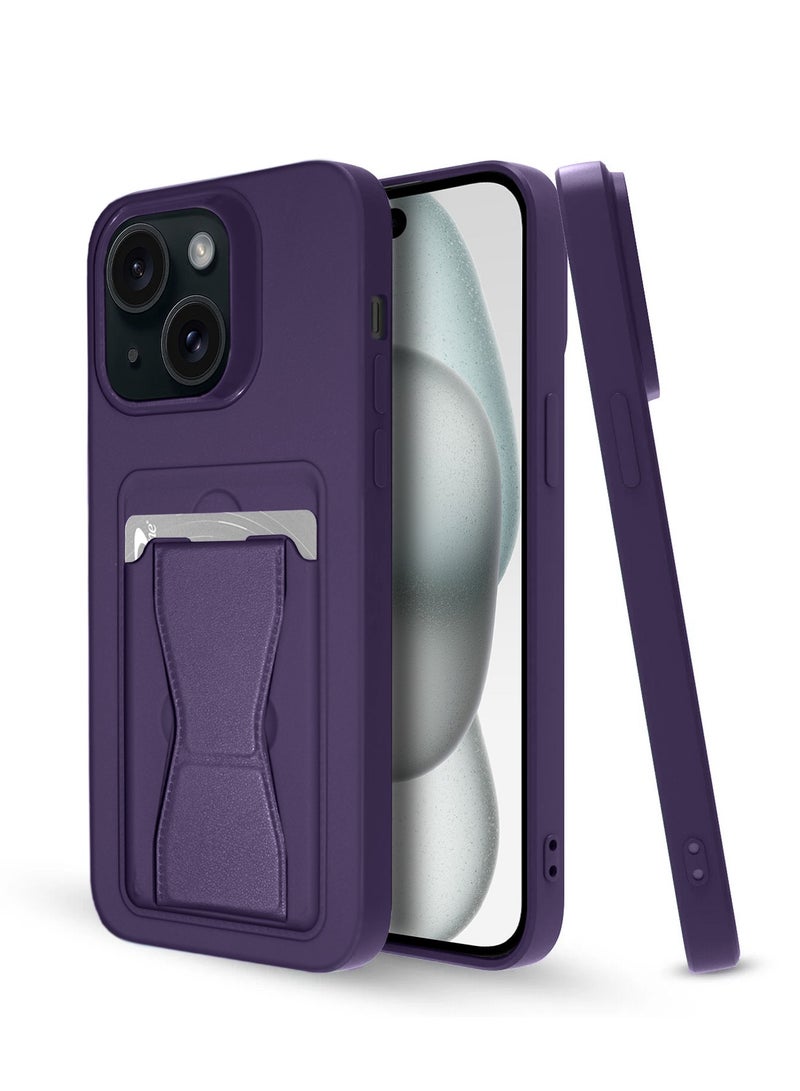 Wtech Silicone TPU With Card Holder Case Cover For Apple iPhone 15 Plus 2023 Plum - Image 1