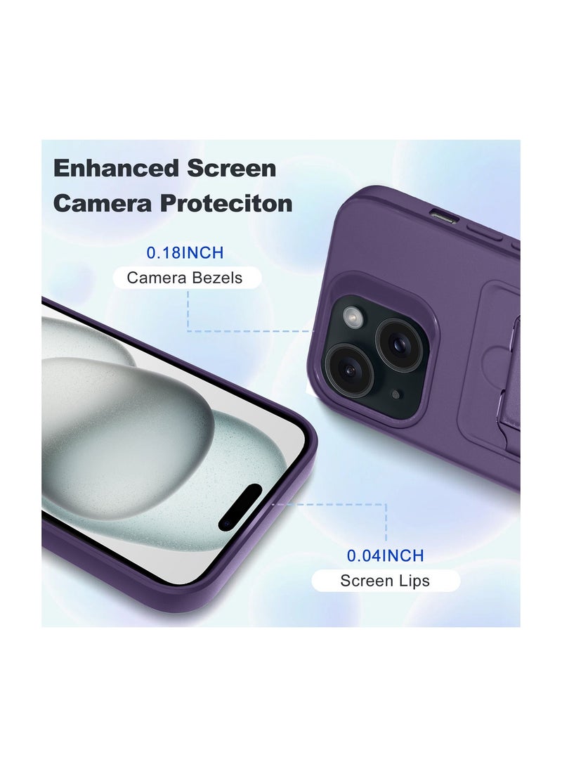 Wtech Silicone TPU With Card Holder Case Cover For Apple iPhone 15 Plus 2023 Plum - Image 2