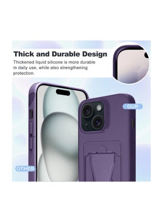 Silicone TPU With Card Holder Case Cover For Apple iPhone 15 Plus 2023 Plum - view 3