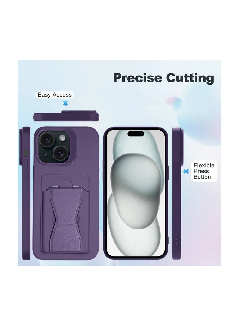 Wtech Silicone TPU With Card Holder Case Cover For Apple iPhone 15 Plus 2023 Plum - Image 5