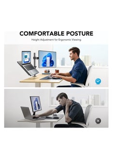 XICEN Laptop Monitor Mount, Single Monitor Desk Mount Holds 13-27 inch Computer Screen, Laptop Notebook Desk Mount Stand Fits Up to 17 inch, Fully Adjustable Weight Up to 17.6lbs  - Image 3