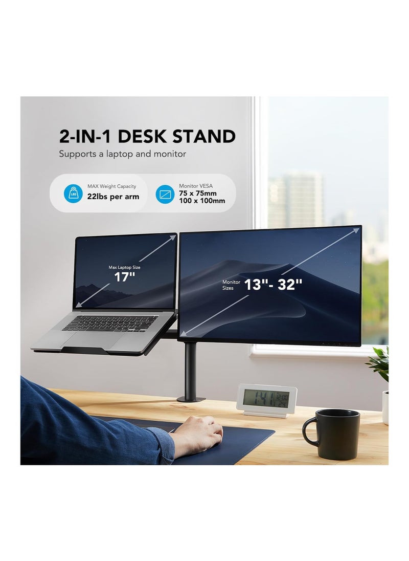 XICEN - Laptop Monitor Mount, Single Monitor Desk Mount Holds 13-27 inch Computer Screen, Laptop Notebook Desk Mount Stand Fits Up to 17 inch, Fully Adjustable Weight Up to 17.6lbs - Image 1
