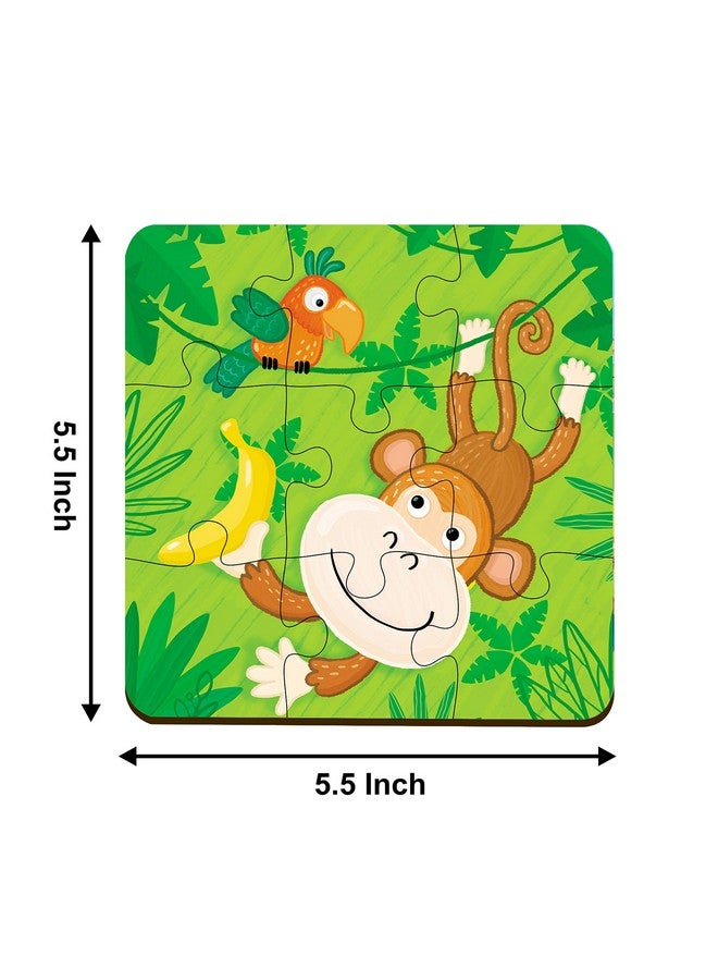 Webby Kid 4 in 1 Wild Animals Wooden Puzzle Toy, 36 Pcs - Image 4