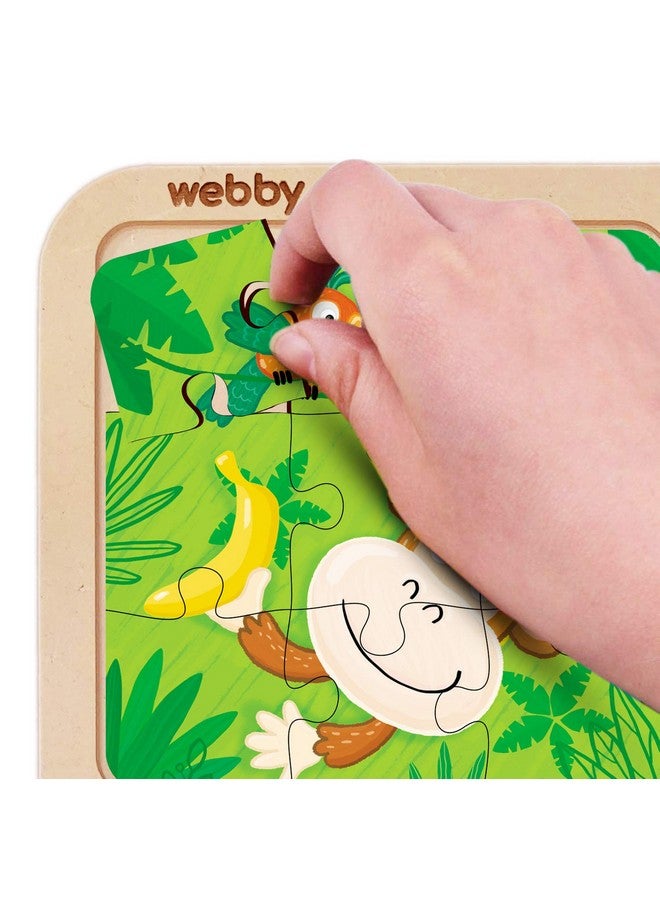 Webby Kid 4 in 1 Wild Animals Wooden Puzzle Toy, 36 Pcs - Image 3