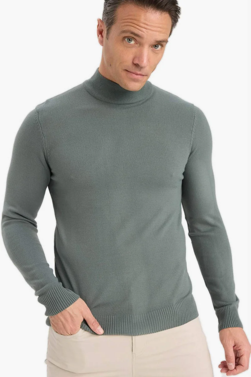 ديفاكتو Slim Fit Turtleneck Basic Knit Pullover
