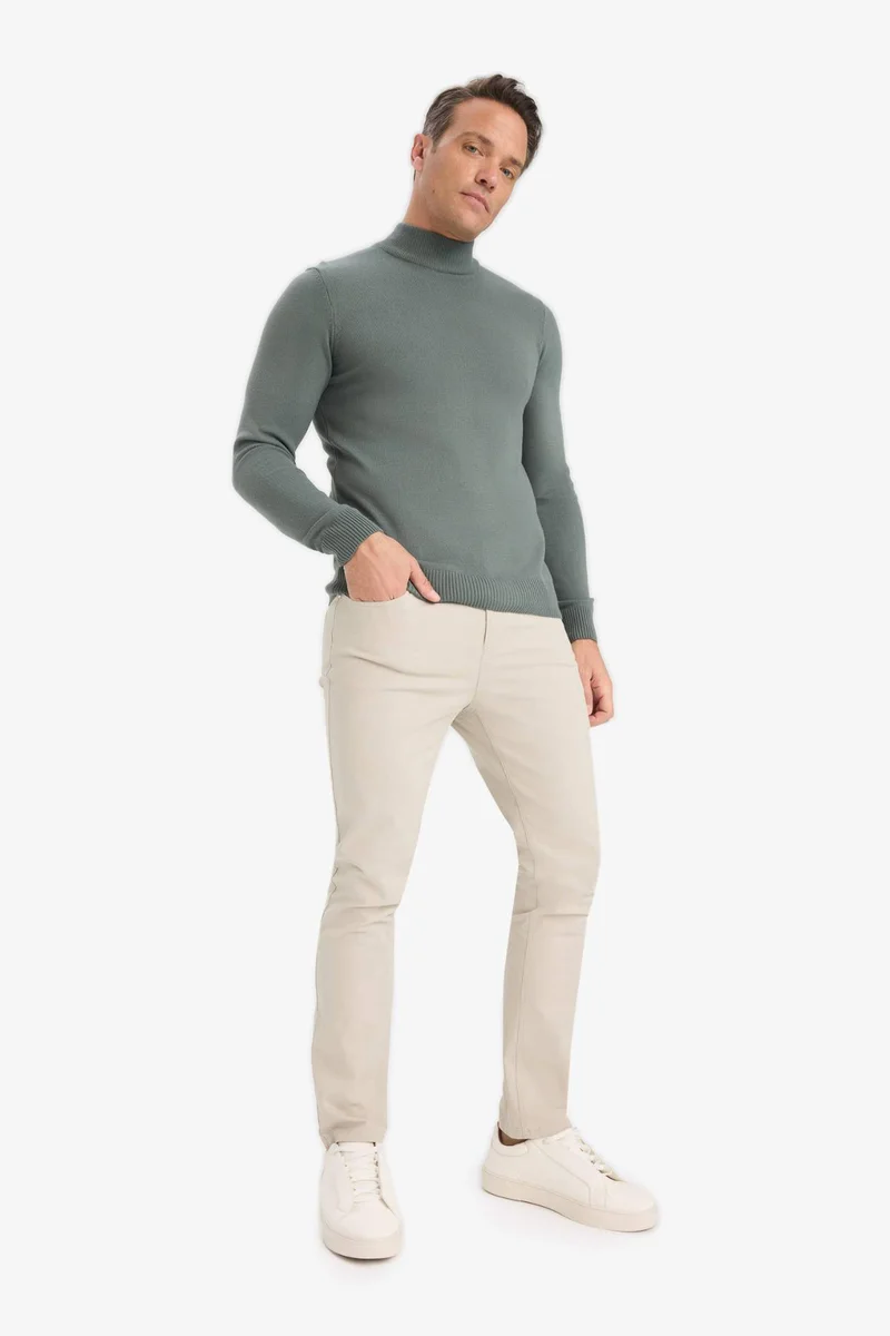 ديفاكتو Slim Fit Turtleneck Basic Knit Pullover