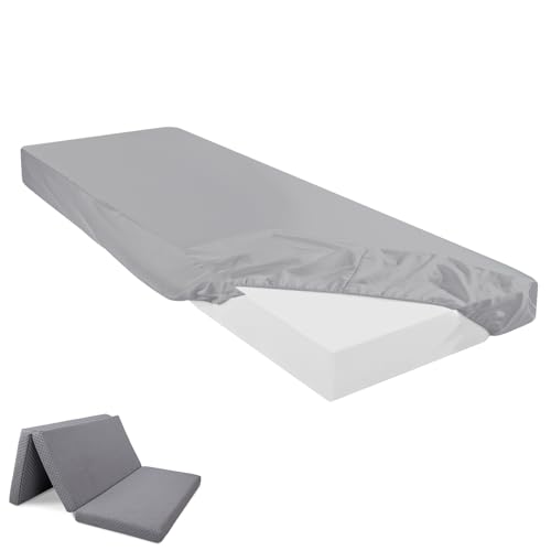Breling Fitted Sheet (Sheet Only) Compatible with Milliard Trifold Mattress Folding Mattress Fitted Microfiber Bedsheet for Camp Bunk Rvs Bed(Light Gray,Single,4'') - Image 1