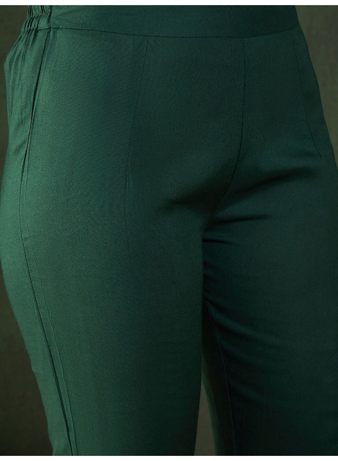 أيه كيه إس طقم كورتا حريري مطبوع باللون الأخضر الزمردي مع دوباتا - Image 3