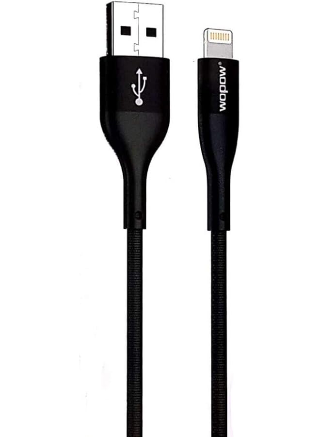 Wopow Nylon Lightning To Usb Cable Black 2 Meter - Image 1