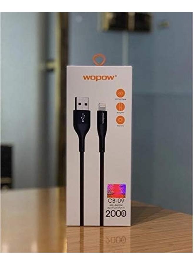 Wopow Nylon Lightning To Usb Cable Black 2 Meter - Image 2