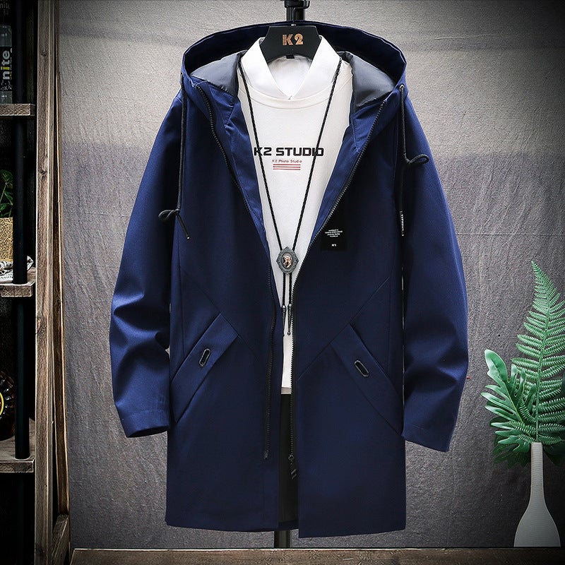2019 Autumn Men'S Mid-Length Trendy Trendy Trendy Trendy Men'S Loose Hooded Jacket Men'S Casual Cardigan - Image 4