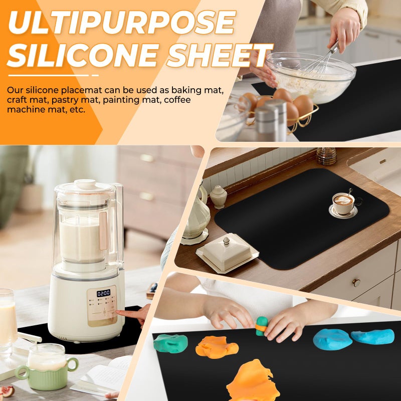 VOKOY Large Silicone Mat for Crafts, 36"x24", Extra Large Silicone Mats,Thick Black Silicone Mat for Kitchen Countertop, Heat-resistant Washable Large Silicone Pastry Mat for Crafts Painting Baking - Image 5