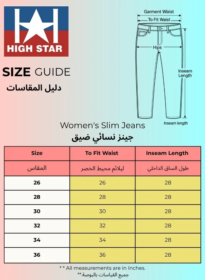 High Star  Women Blue Slim Fit Jeans for Women | Best Price UAE