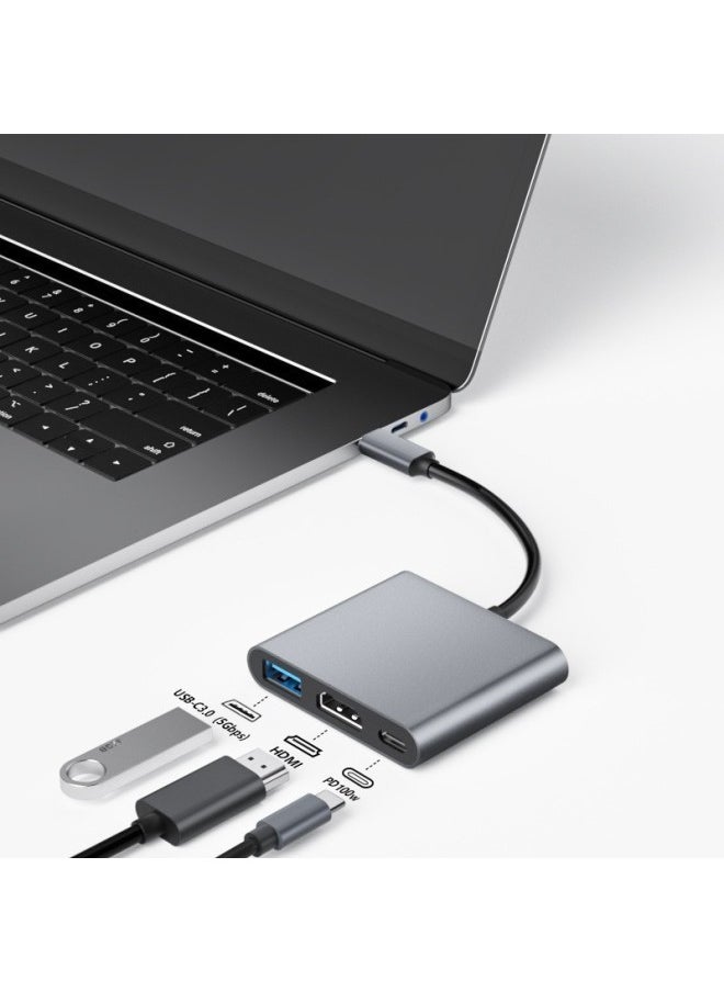 Generic - Type-c3.1 To Hdmi Hub Pd Three-in-one With PD Power Supply Support 4K60HZ Type-c To USB3.-Colour:Silver - Image 1