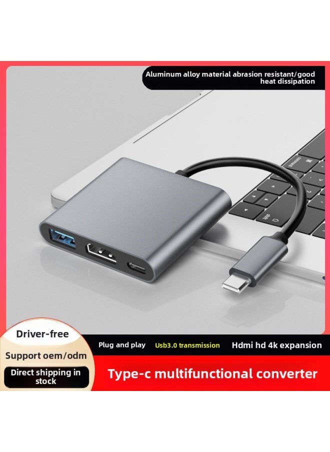 Generic - Type-c3.1 To Hdmi Hub Pd Three-in-one With PD Power Supply Support 4K60HZ Type-c To USB3.-Colour:Silver - Image 1