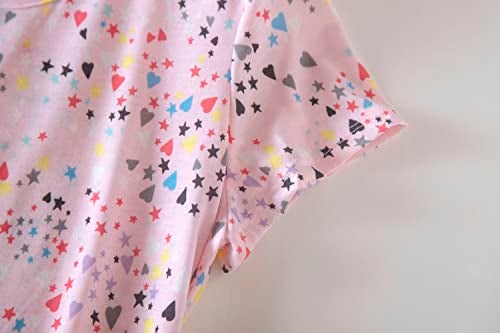 PNAEONG 3 Pack Women's Cotton Nightgown Sleepwear Short Sleeves Shirt Casual Print Sleepdress SY003-Moon+Star+Pink-S - Image 5