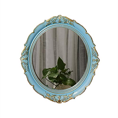 Yamfurga Decorative Mirrors Tray, Hanging Wall Mirror, Vintage Multi-Functional Display Tray, Jewelry Trays, Vanity Trays, Serving Trays,13" W x 15" L, Golden Blue - Image 1