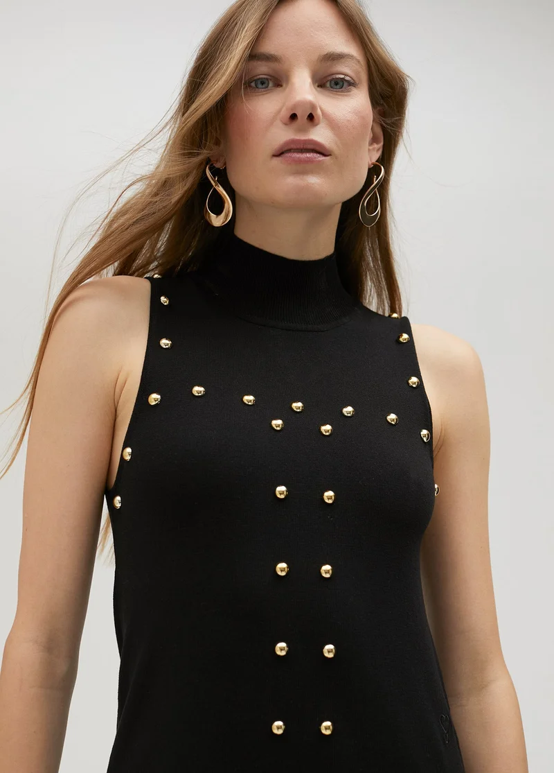 Lola Casademunt Black knit dress with studs